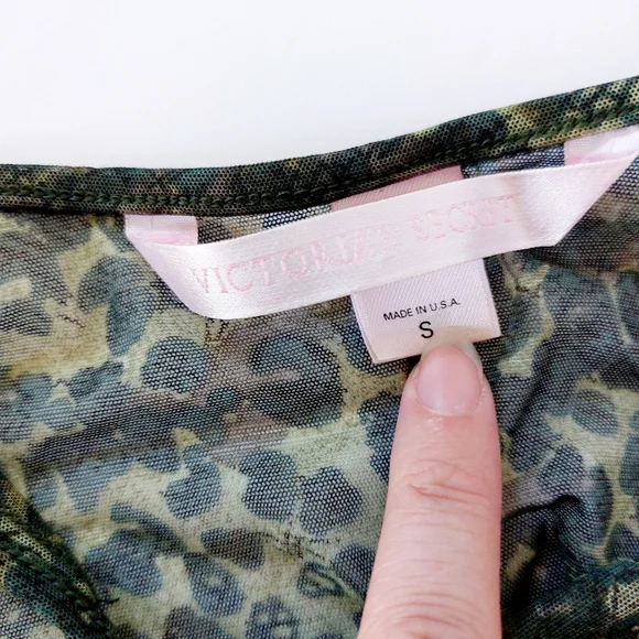 Y2k Green Cheetah Print (camo) Sheer Negligee Small Victoria Secret Boudoir 2000